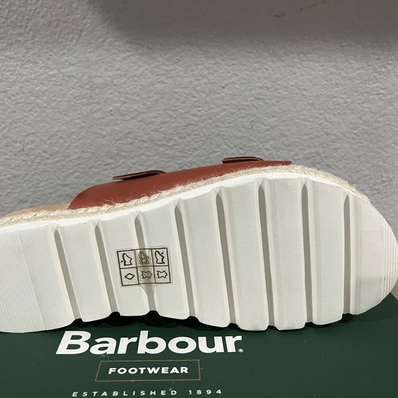 NEW Barbour Lucille Leather Espadrille Sandal Double Buckle Strap Brown Slip On - Picture 7 of 7
